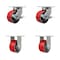 Service Caster 6'' Heavy Duty Red Poly on Metal Caster Set 2 Swivel Lock/Brake 2 Rigid, 4PK CRAN-KP92S630-PUR-RS-SLB-BSL-2-R-2 - alternate 1